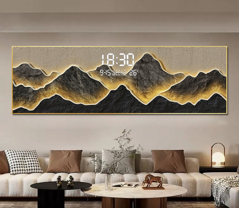 5D diamond Crystal porcelain painting + digital clock with LED light|120x60 cm