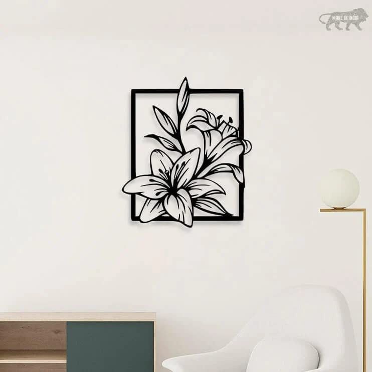 Bloom Frame – Floral Metal Wall Art 24x27"inch | Customizable