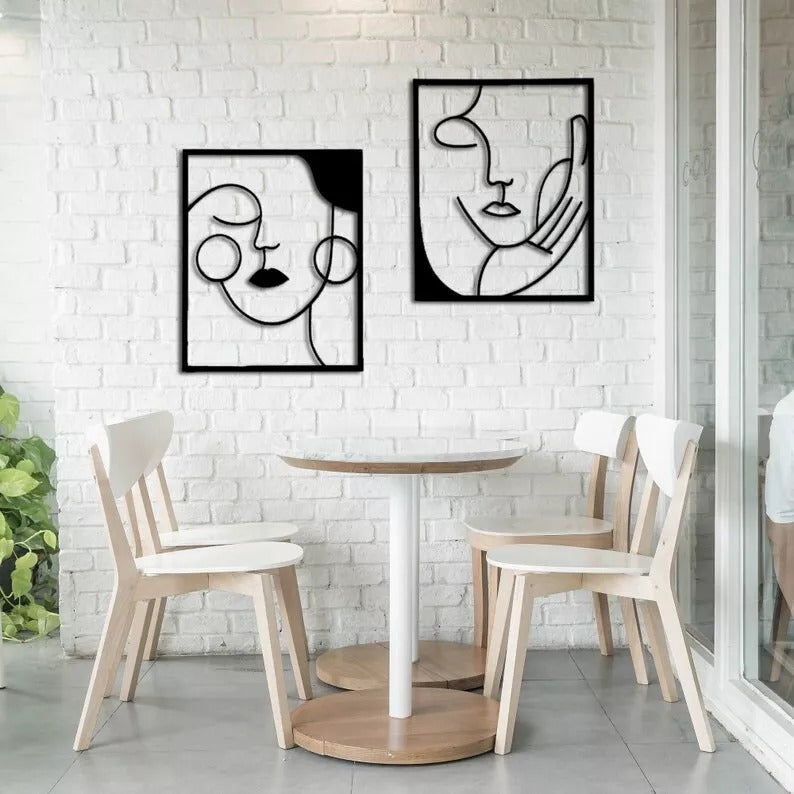 Face of Thought – Minimal Line Art Set Of-2 (19X22)"| Customizable