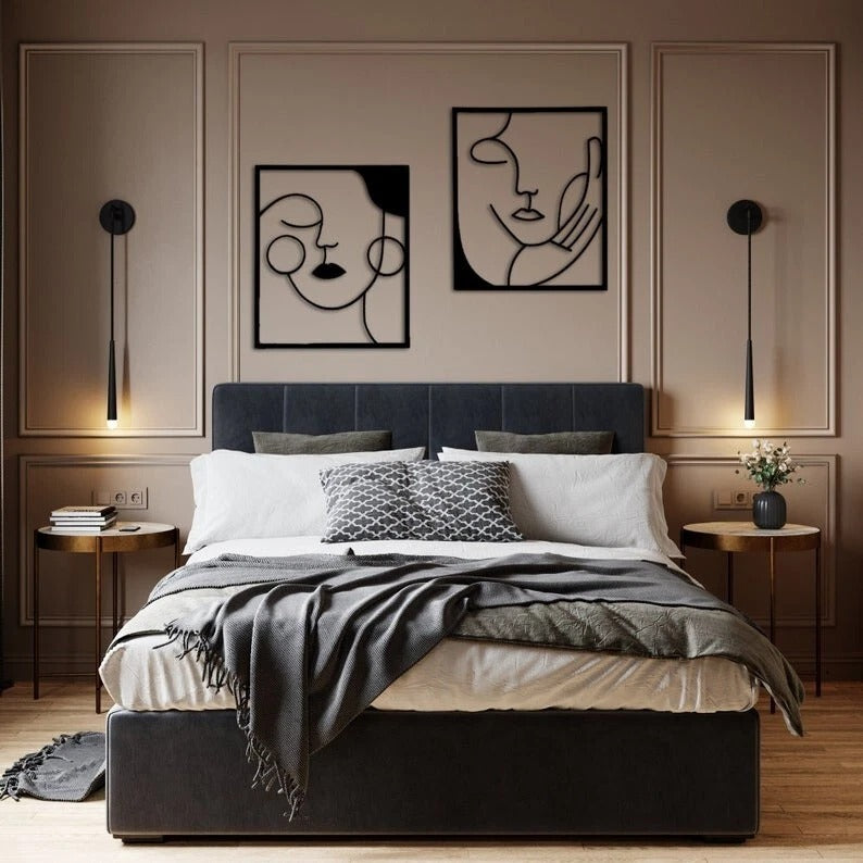 Face of Thought – Minimal Line Art Set Of-2 (19X22)"| Customizable
