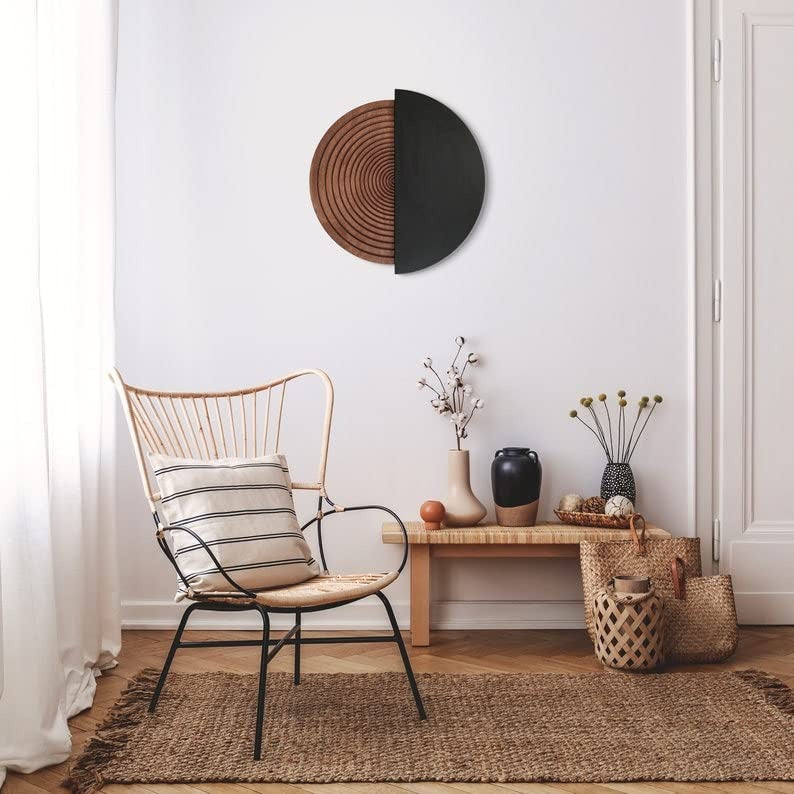 Half & Whole –Textured Circle Wall Art(30")| Customizable