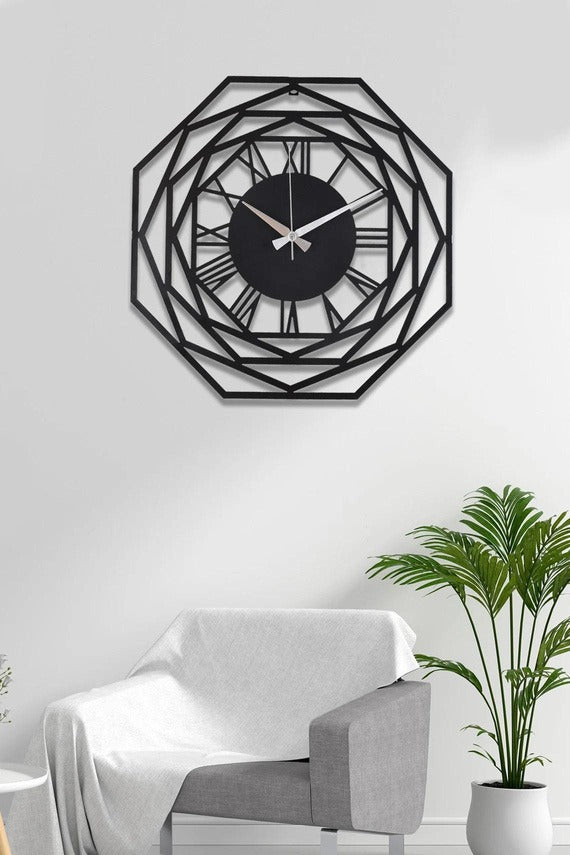 TimeTangle – Black Wire Wall Clock (18",20"24") INCH| Silent quartz| Customizable