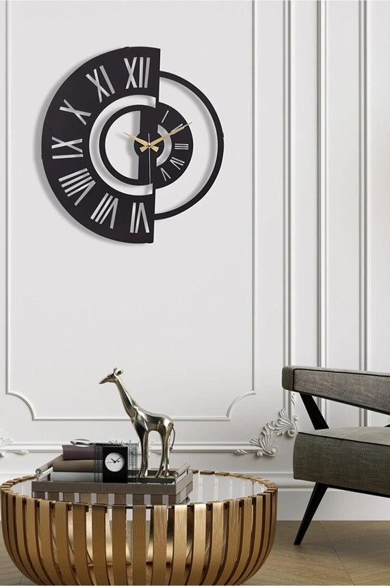HalfTime Harmony – Roman Designer Clock (18",20"24") INCH| Silent quartz| Customizable