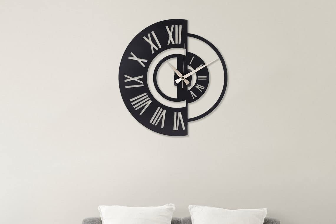 HalfTime Harmony – Roman Designer Clock (18",20"24") INCH| Silent quartz| Customizable