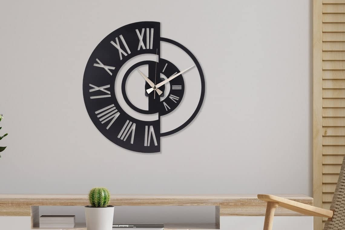 HalfTime Harmony – Roman Designer Clock (18",20"24") INCH| Silent quartz| Customizable