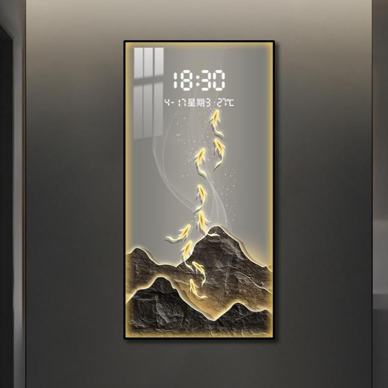 Wall clock with crystal art for living room