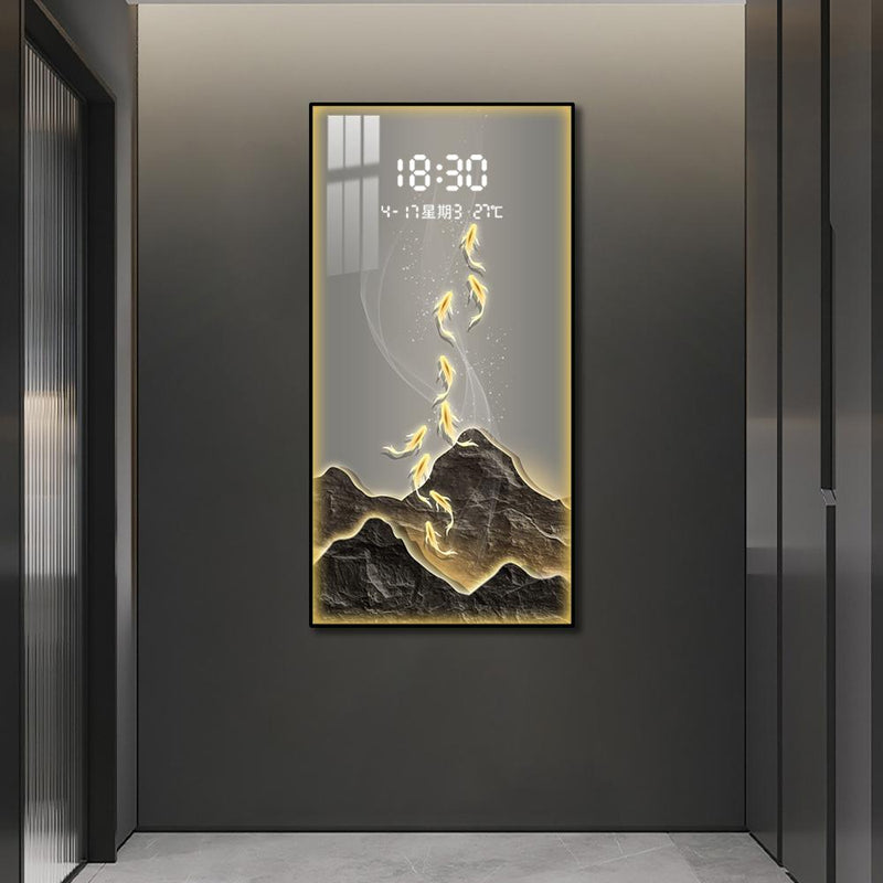 Wall clock with crystal art for living room