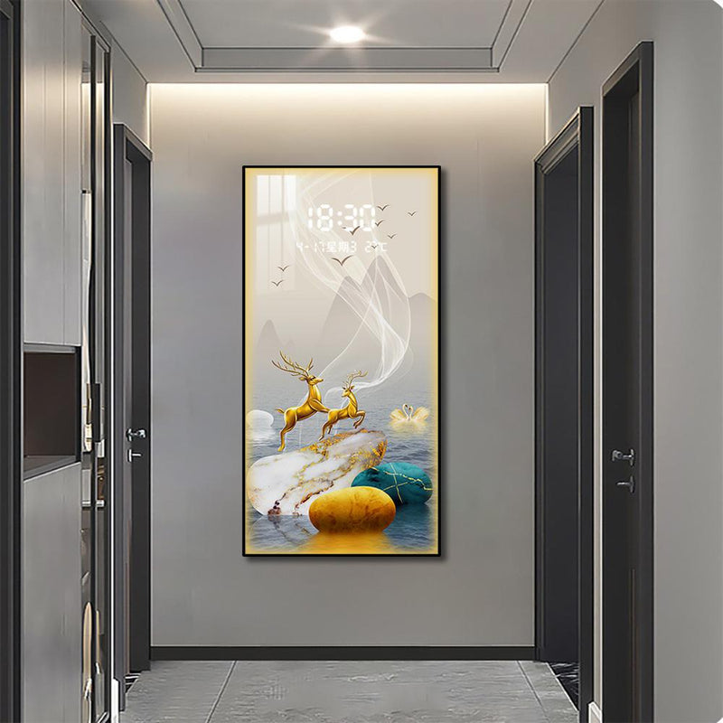 LED Wall clock with crystal art for living room