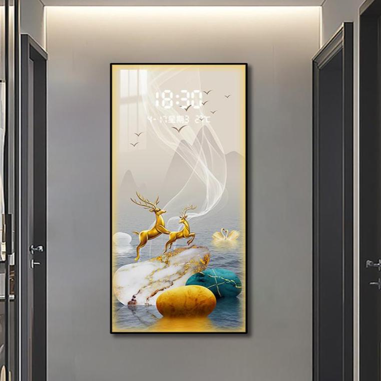 LED Wall clock with crystal art for living room