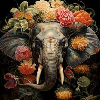 Artistic elephant painting| 350 GSM Gallery-Wrapped Canvas on Premium 1x1 inch Pine Wood Frame"
