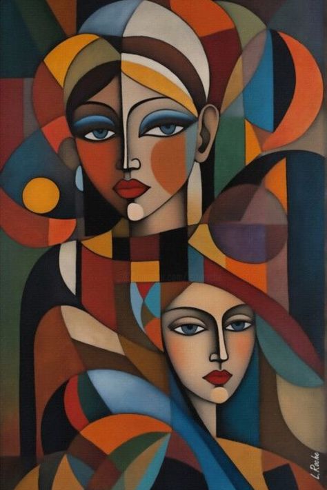 Abstract geometric face Picasso Inspired 350 GSM Gallery-Wrapped Canvas on Premium 1x1 inch Pine Wood Frame"