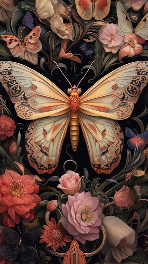 Beautiful butterfly floral art| 350 GSM Gallery-Wrapped Canvas on Premium 1x1 inch Pine Wood Frame"
