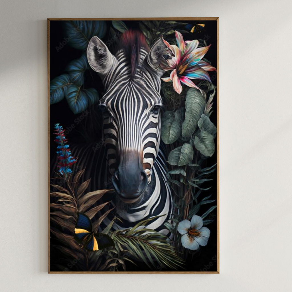 Artistic Zebra painting| 350 GSM Gallery-Wrapped Canvas on Premium 1x1 inch Pine Wood Frame"