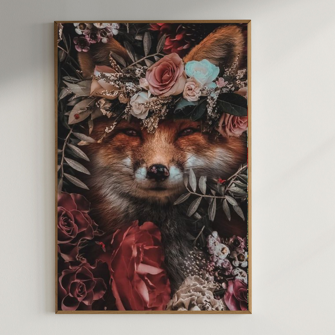 Artful animal with floral pattern| 350 GSM Gallery-Wrapped Canvas on Premium 1x1 inch Pine Wood Frame"