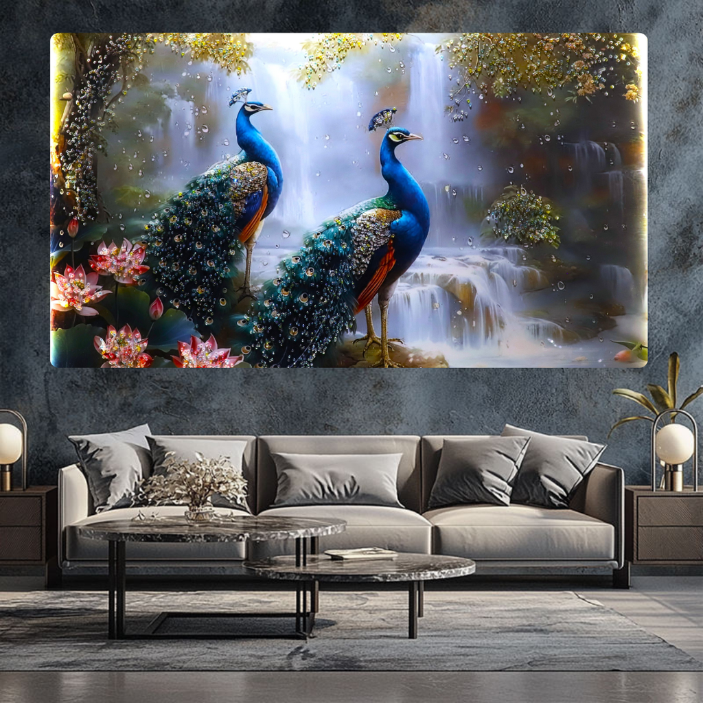 Peacock Paradise |LED Crystal wall art|4x2.5 Feet