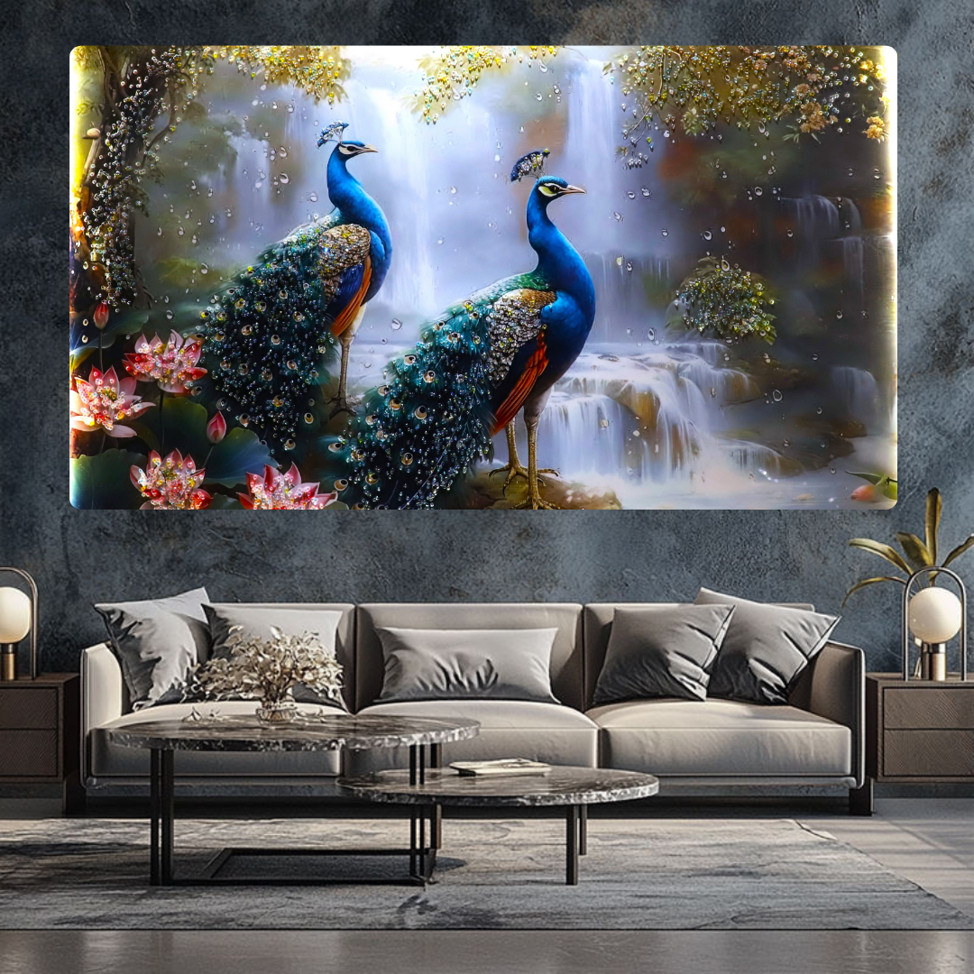 Peacock Paradise |LED Crystal wall art|4x2.5 Feet