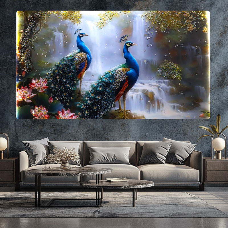 Peacock Paradise |LED Crystal wall art|4x2.5 Feet