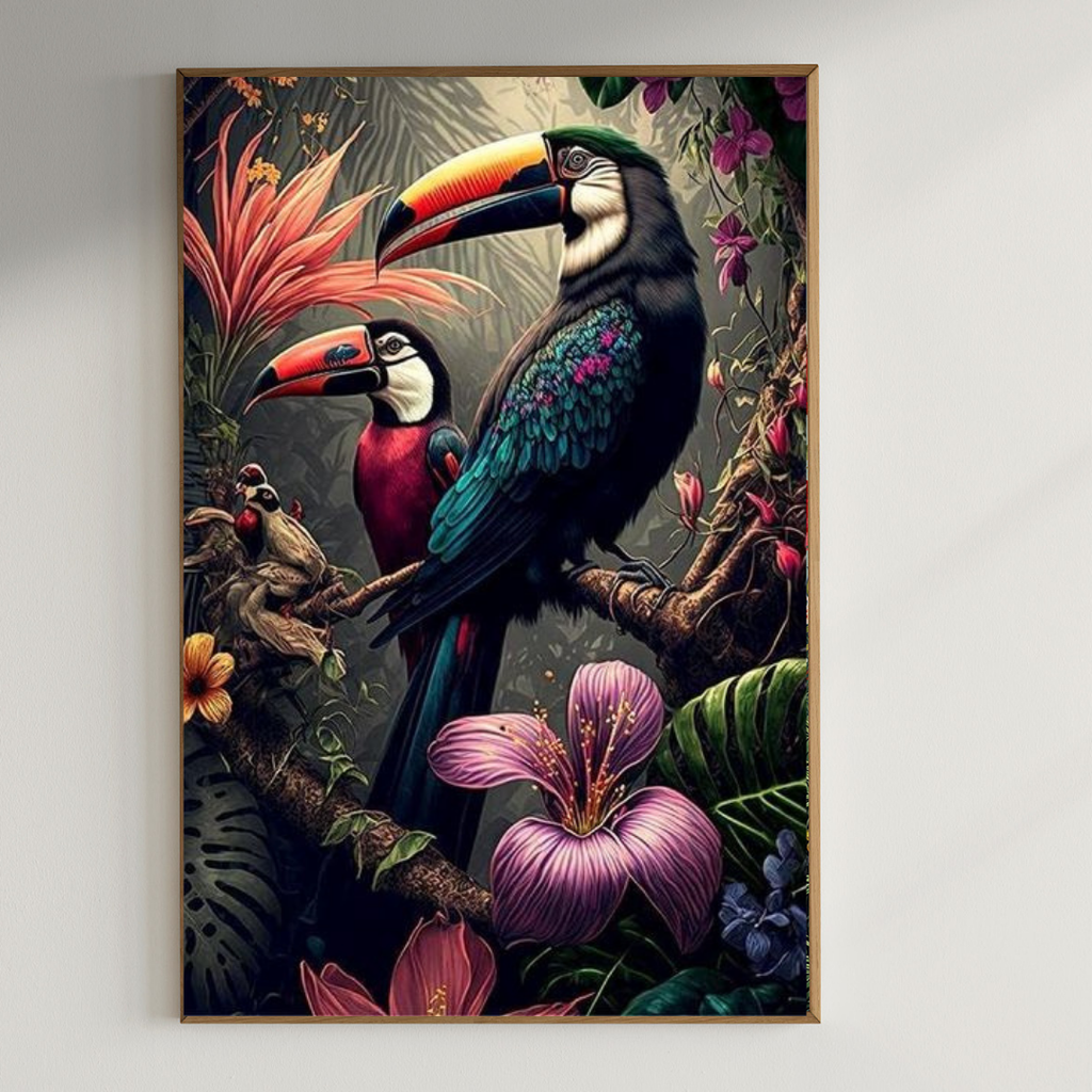 Artistic Bird painting| 350 GSM Gallery-Wrapped Canvas on Premium 1x1 inch Pine Wood Frame"