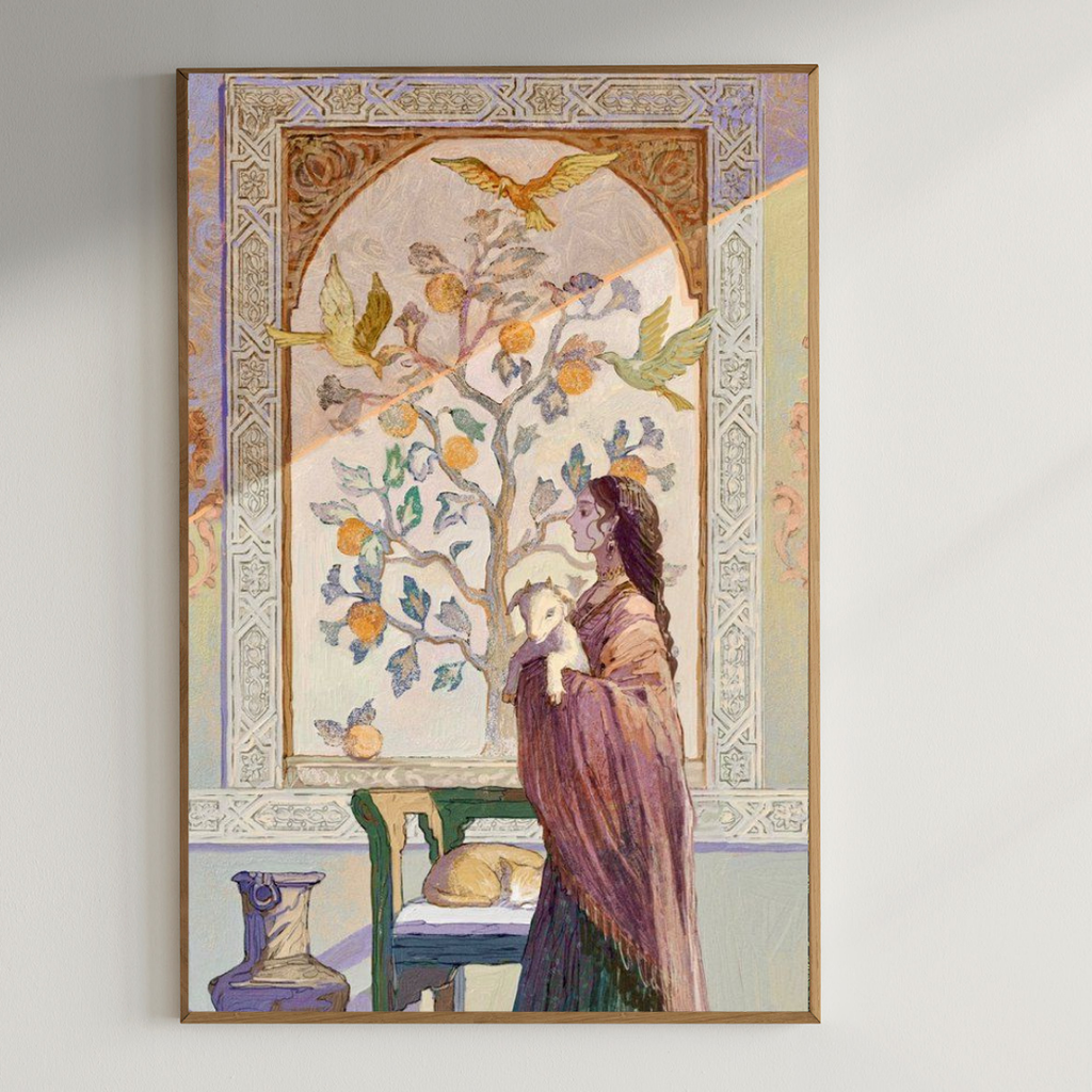Beautiful Mughal painting| 350 GSM Gallery-Wrapped Canvas on Premium 1x1 inch Pine Wood Frame"