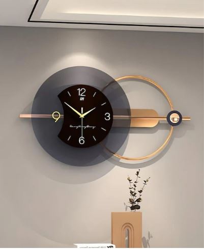 Designer large wall clock gold and black