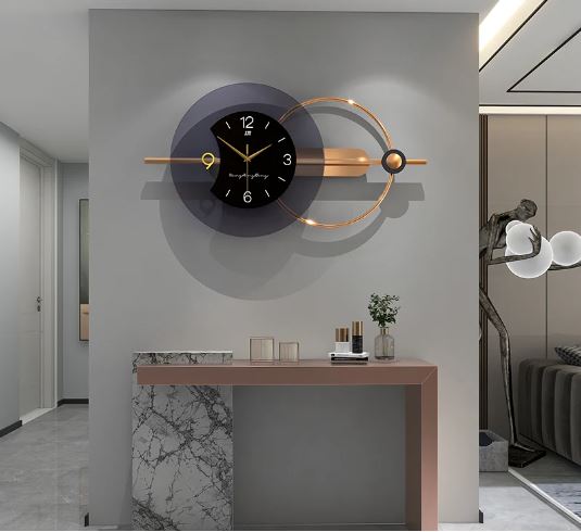 Designer large wall clock gold and black