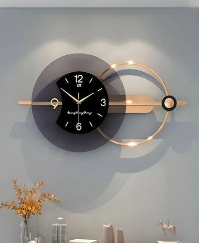 Designer large wall clock gold and black
