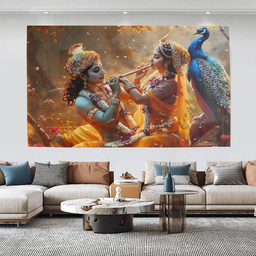 Illuminating Energy|Radha-Krishna|Crystal wall art|4x2.5 Feet+LED
