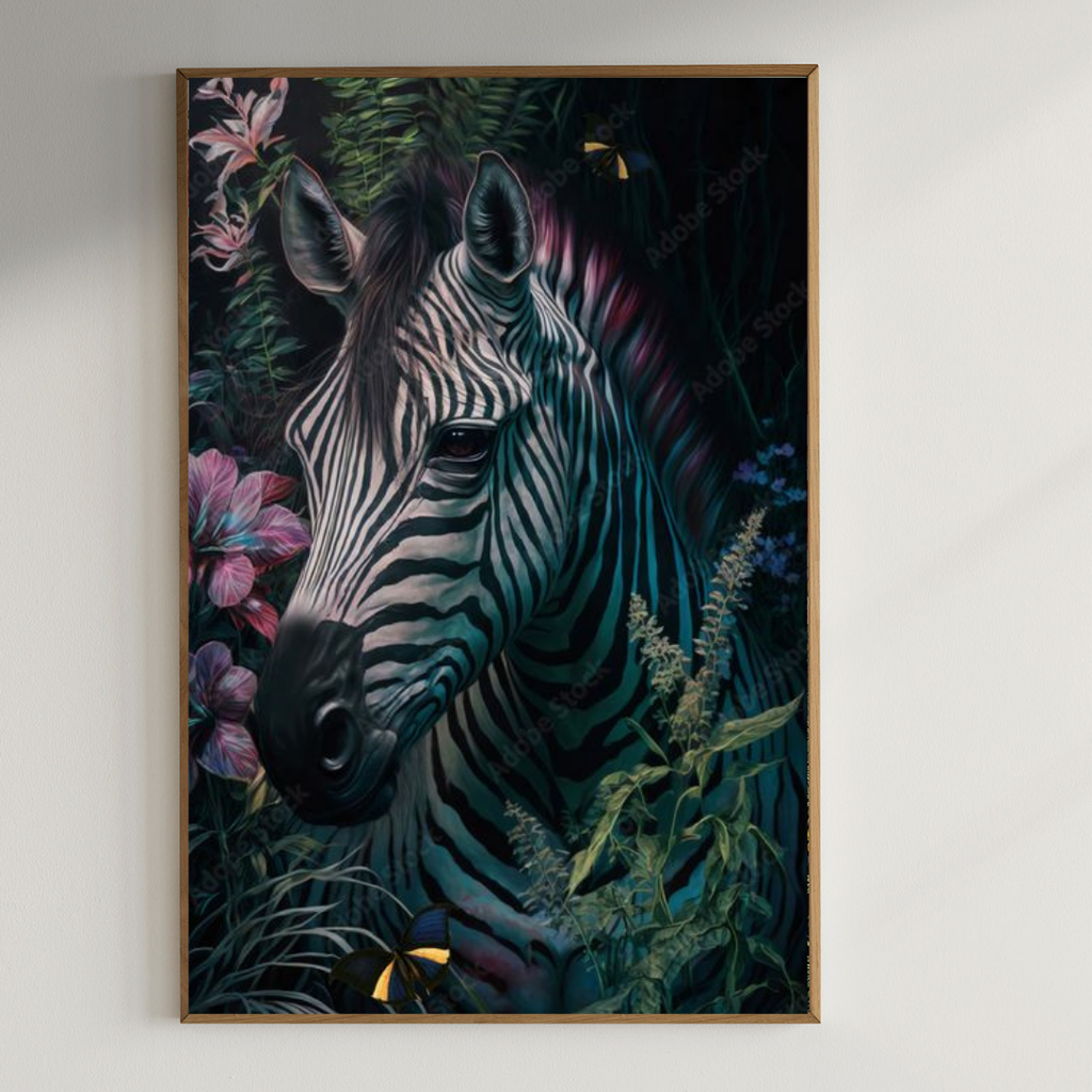Beautiful Zebra wall art |350 GSM Gallery-Wrapped Canvas on Premium 1x1 inch Pine Wood Frame"