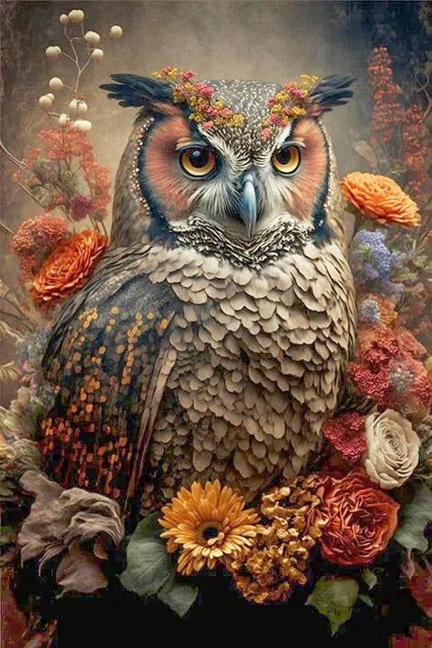 Artful Owl painting|400 GSM Gallery-Wrapped Canvas on Premium 1.5x1.5 inch Pine Wood Frame
