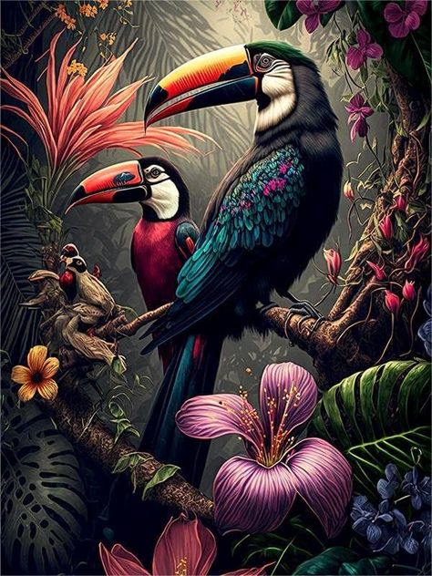 Artistic Bird painting| 350 GSM Gallery-Wrapped Canvas on Premium 1x1 inch Pine Wood Frame"