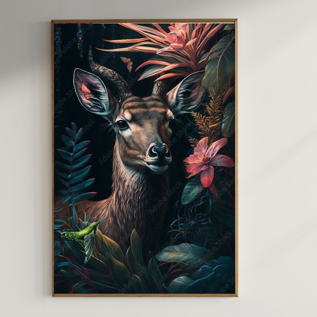 Artistic Deer wall art |350 GSM Gallery-Wrapped Canvas on Premium 1x1 inch Pine Wood Frame"
