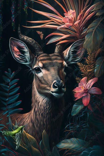 Artistic Deer wall art |350 GSM Gallery-Wrapped Canvas on Premium 1x1 inch Pine Wood Frame"