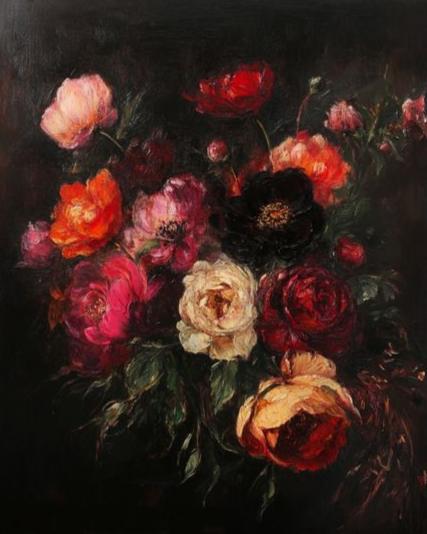 Beautiful Rose painting with intricated pattern| 350 GSM Gallery-Wrapped Canvas on Premium 1x1 inch Pine Wood Frame"