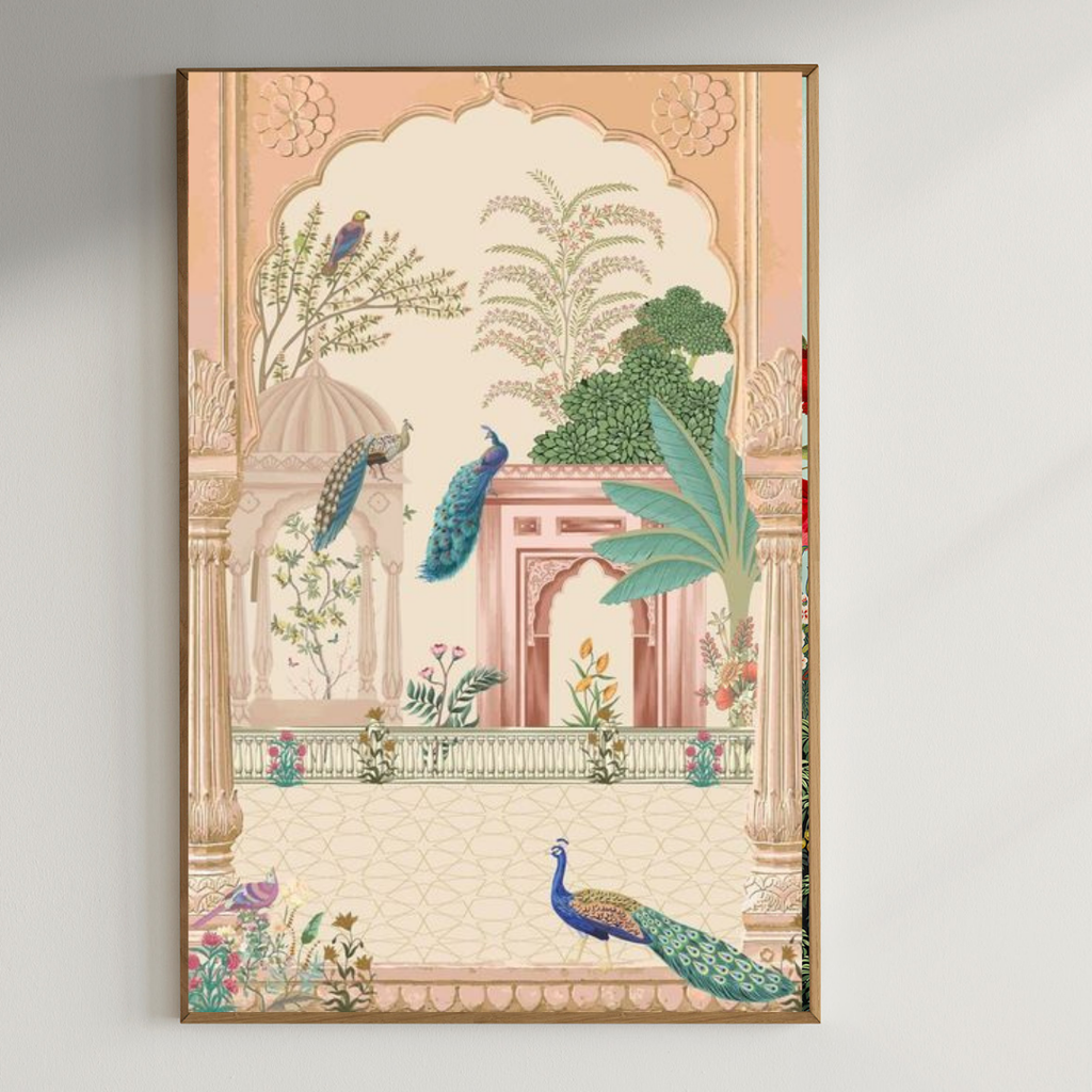 Beautiful Mughal painting| 350 GSM Gallery-Wrapped Canvas on Premium 1x1 inch Pine Wood Frame"