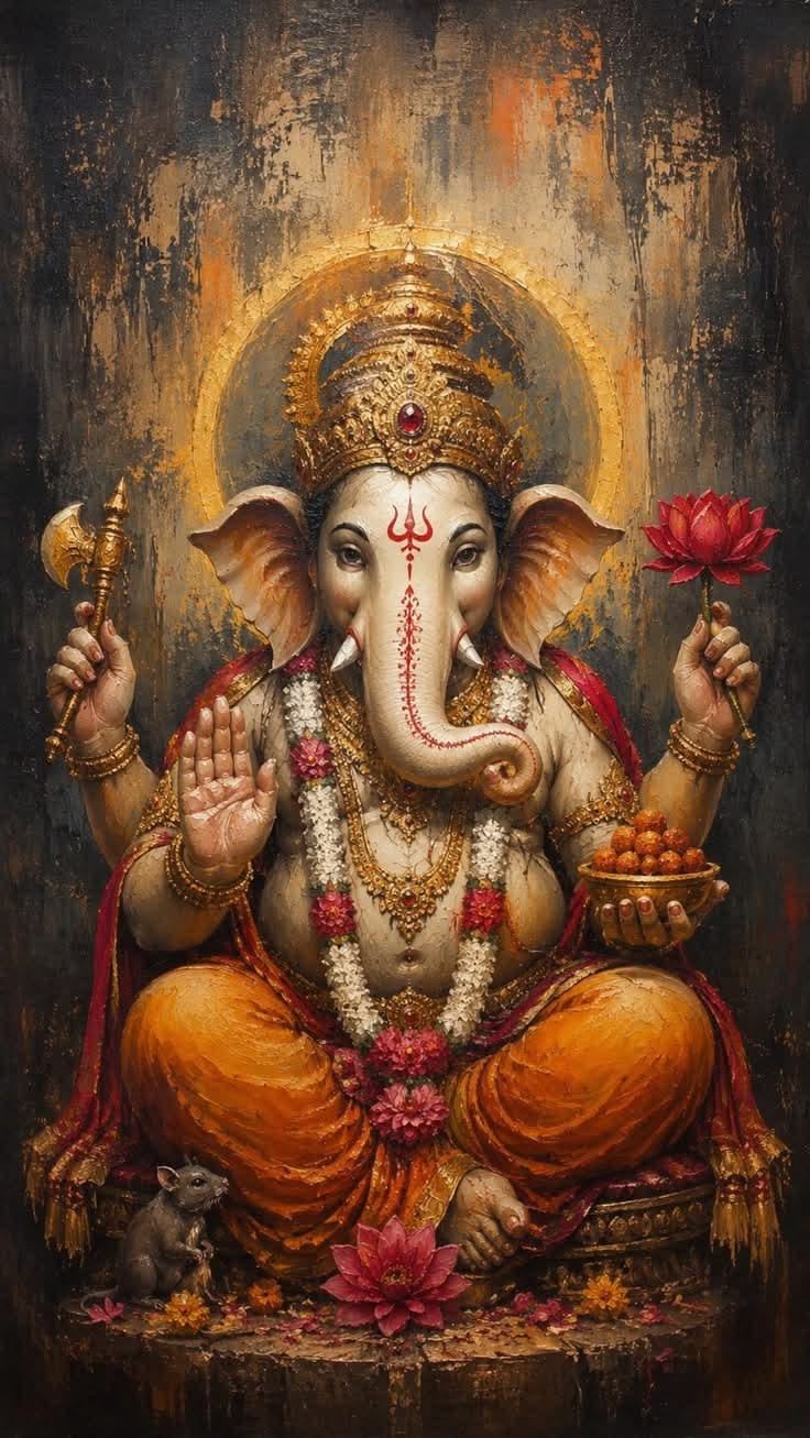 Lord Ganesha Canvas wall art|400 GSM Gallery-Wrapped Canvas