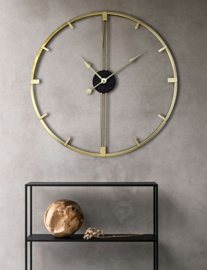 Timeless gold metallic wall clock|60 cm dia