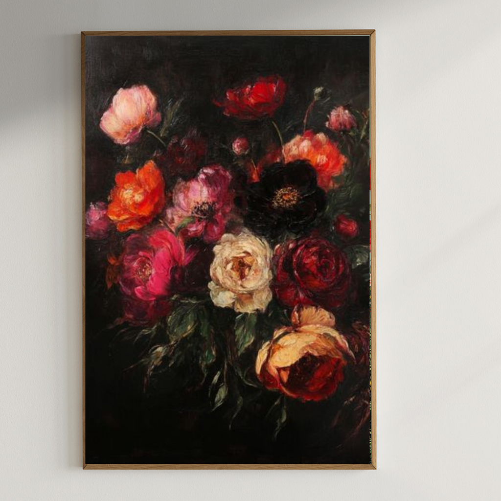 Beautiful Rose painting with intricated pattern| 350 GSM Gallery-Wrapped Canvas on Premium 1x1 inch Pine Wood Frame"