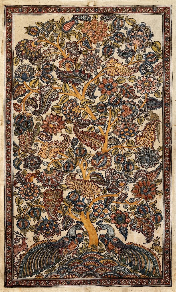 Kalamkari Canvas wall art|Floral motifs|400 GSM Gallery-Wrapped Canvas