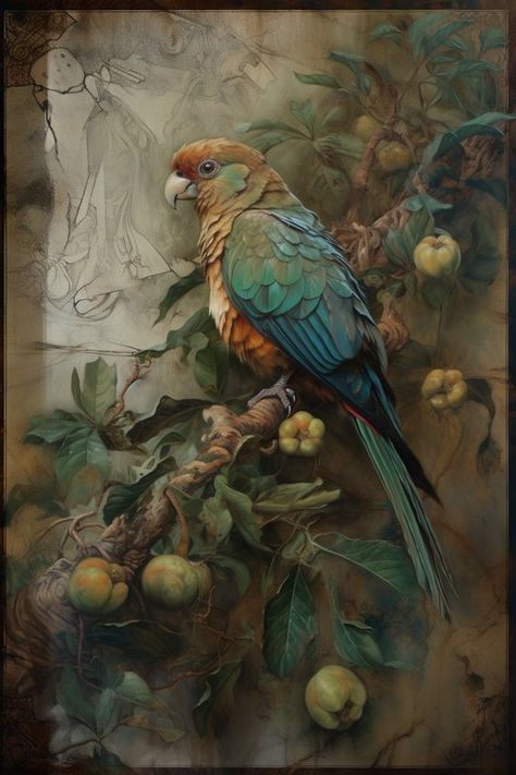 Beautiful parrot art work| 350 GSM Gallery-Wrapped Canvas on Premium 1x1 inch Pine Wood Frame"