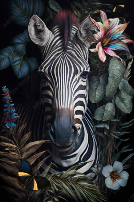 Artistic Zebra painting| 350 GSM Gallery-Wrapped Canvas on Premium 1x1 inch Pine Wood Frame"