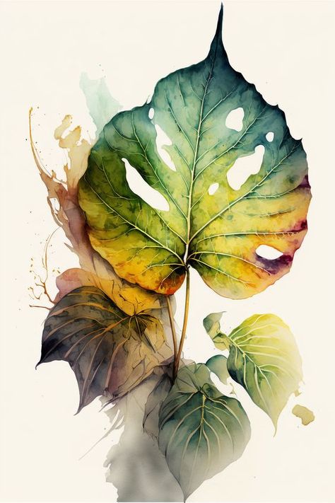 Botanical Leaf wall art |350 GSM Gallery-Wrapped Canvas on Premium 1x1 inch Pine Wood Frame"