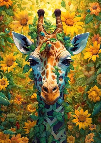 Artful Giraffe 350 GSM Gallery-Wrapped Canvas on Premium 1x1 inch Pine Wood Frame"