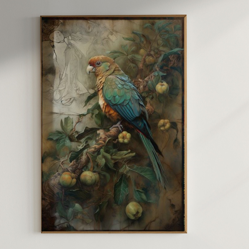 Beautiful parrot art work|400 GSM Gallery-Wrapped Canvas on Premium 1.5x1.5 inch Pine Wood Frame
