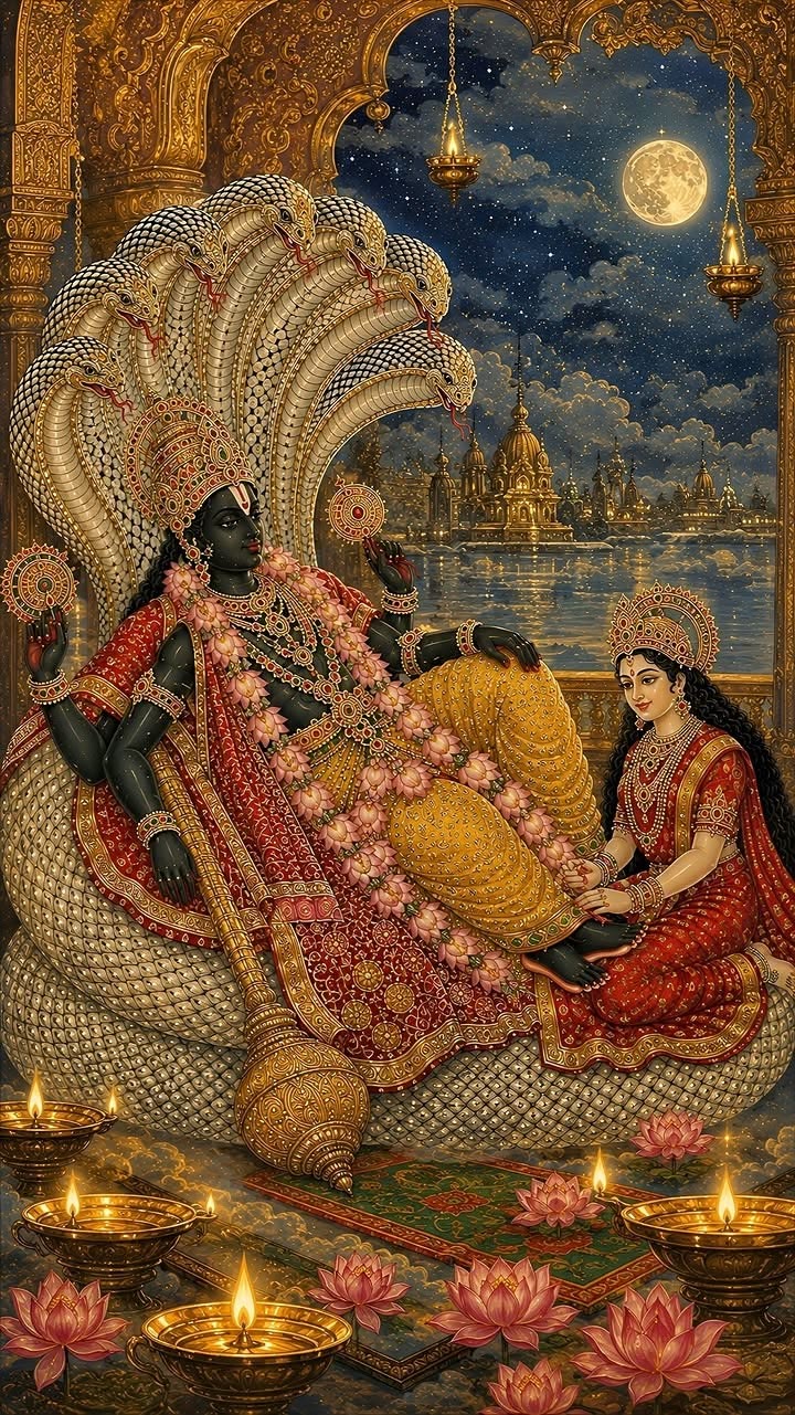 Devotional wall art| Laxmi-Narayan Crystal painting with LED for Home decor