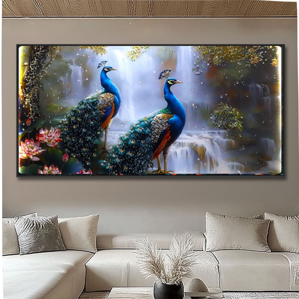 Peacock Paradise |LED Crystal wall art|3D LED Large wall art for home