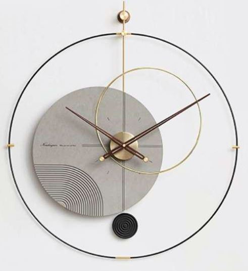 Round stylish cosmic luxe wall clock | gray and metal