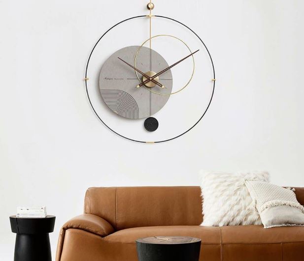 Round stylish cosmic luxe wall clock | gray and metal