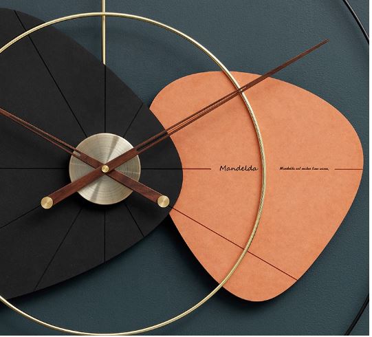 Modern big metal wall clocks simple home decoration|black orange