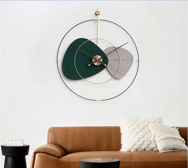 Modern big metal wall clocks simple home decoration |Green grey