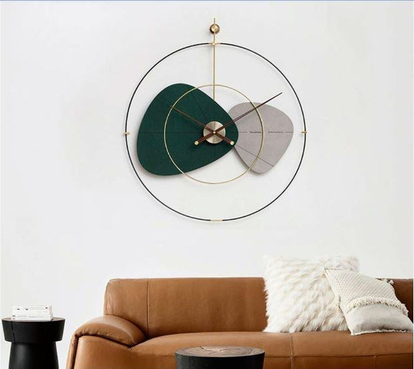 Modern big metal wall clocks simple home decoration |Green grey